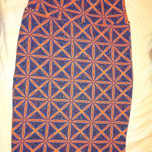 LuLaRoe "Cassie" pencil skirt new without tags size small blue and orange